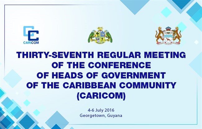 Security And Economics High Agenda Issues At 37th Heads Of Government Conference 4-6 July 2016, Guyana